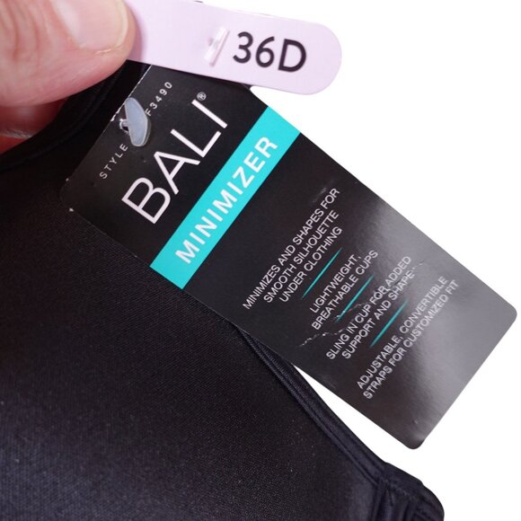 NWT Bali One Smooth U Ultra Light Minimizer Underwire Bra Sz 36D Black DF3490 - Picture 5 of 6